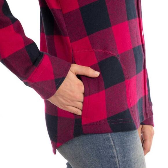 Orvis Fleece Lined Shirt Jacket in Hot Pink/Black Buffalo Check Print Size - Picture 3 of 10